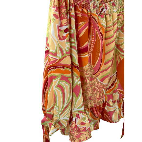 Jorge Pérez Off-the-Shoulder Tie-Sleeve Blouse Multicolor Summer Spring - Picture 4 of 9